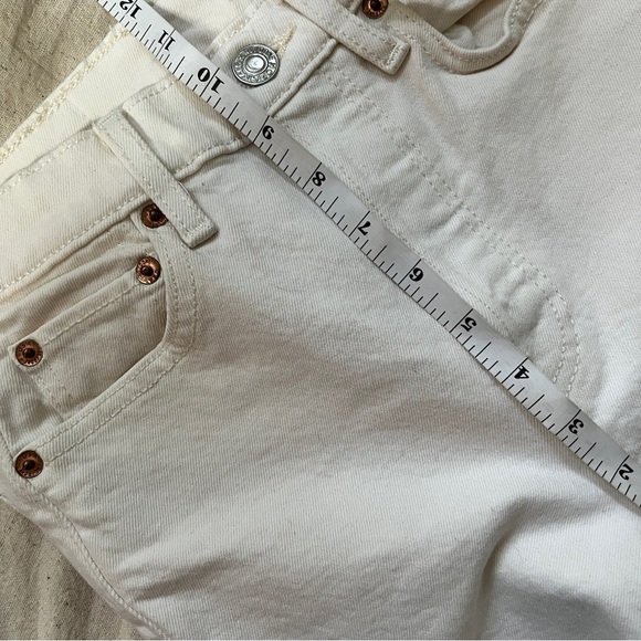 NWT RE/DONE High Rise Stove Pipe Jeans Comfort Stretch Raw Hem Ecru 23 - Picture 11 of 16